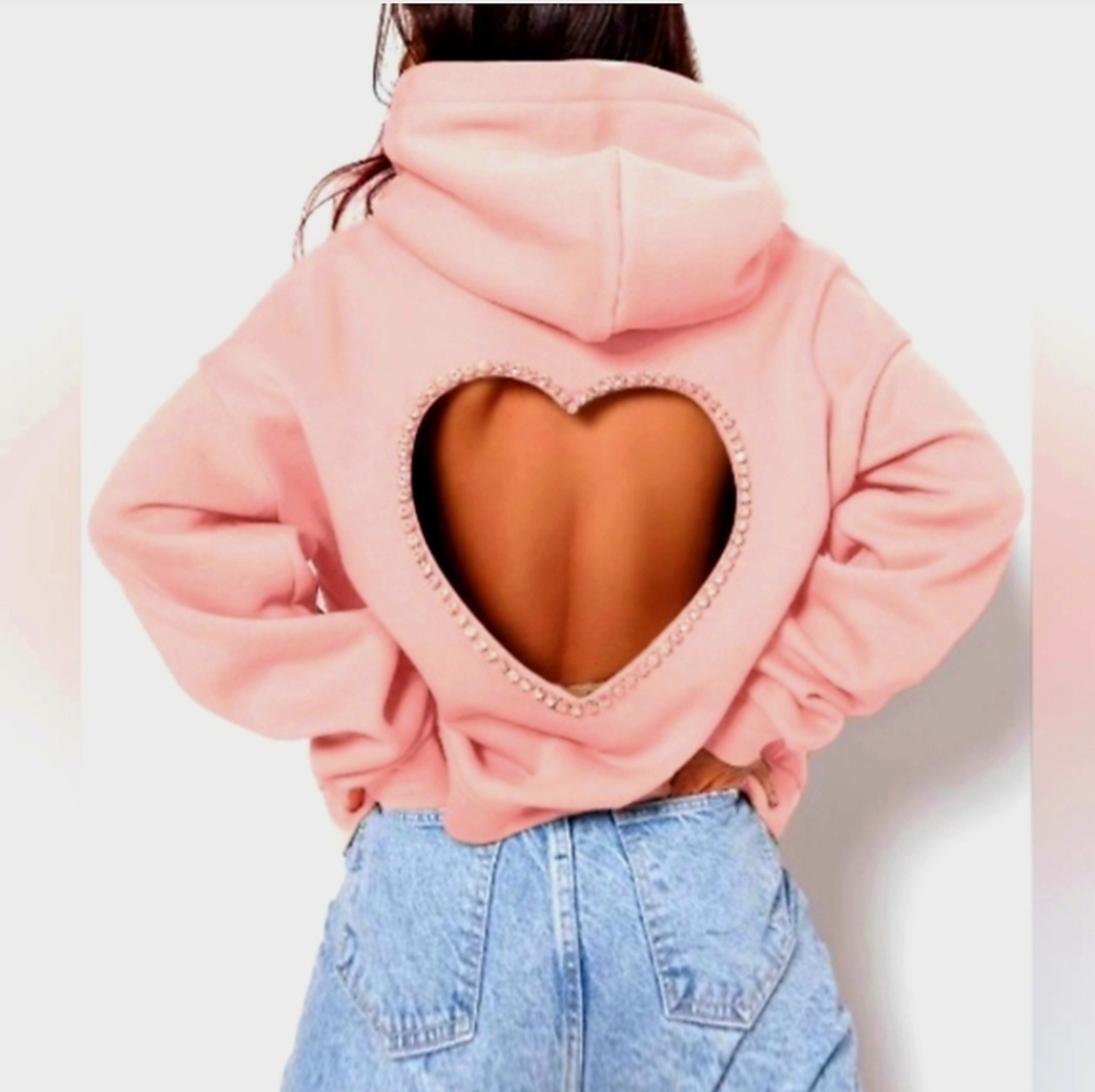 🩷NEW! Open-back heart trimmed In rhinestones.😜Dare 2 B different, Cute & Sexy.